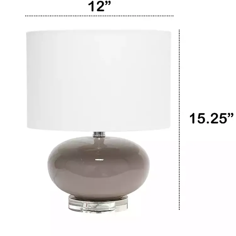 Table Lamps-Kirklands Home Glass Short Oval Table Lamp Brown