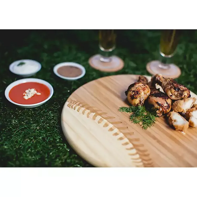 Serving & Entertaining-Kirklands Home Bamboo Wood Baseball Serving Board Tan