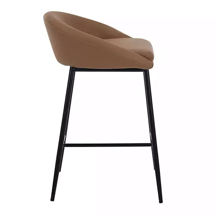 Bar Stools & Counter Height Stools-Kirklands Home Faux Leather Low Counter Stools, Set of 2 Brown