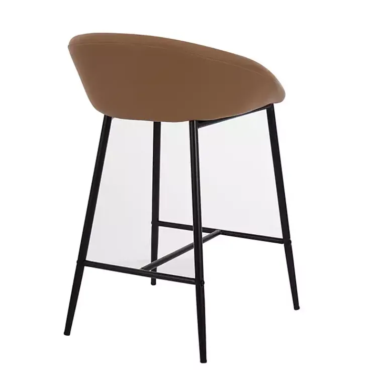 Bar Stools & Counter Height Stools-Kirklands Home Faux Leather Low Counter Stools, Set of 2 Brown