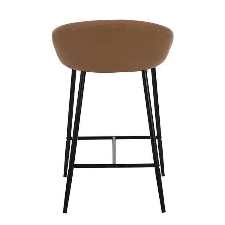 Bar Stools & Counter Height Stools-Kirklands Home Faux Leather Low Counter Stools, Set of 2 Brown