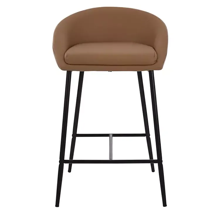 Bar Stools & Counter Height Stools-Kirklands Home Faux Leather Low Counter Stools, Set of 2 Brown