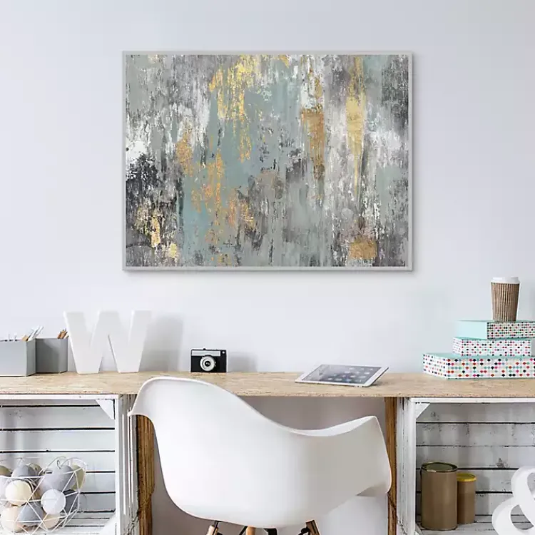 Canvas Art-Kirklands Home Blue and Gold Ikat Framed Canvas Art Print