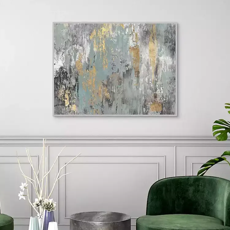 Canvas Art-Kirklands Home Blue and Gold Ikat Framed Canvas Art Print