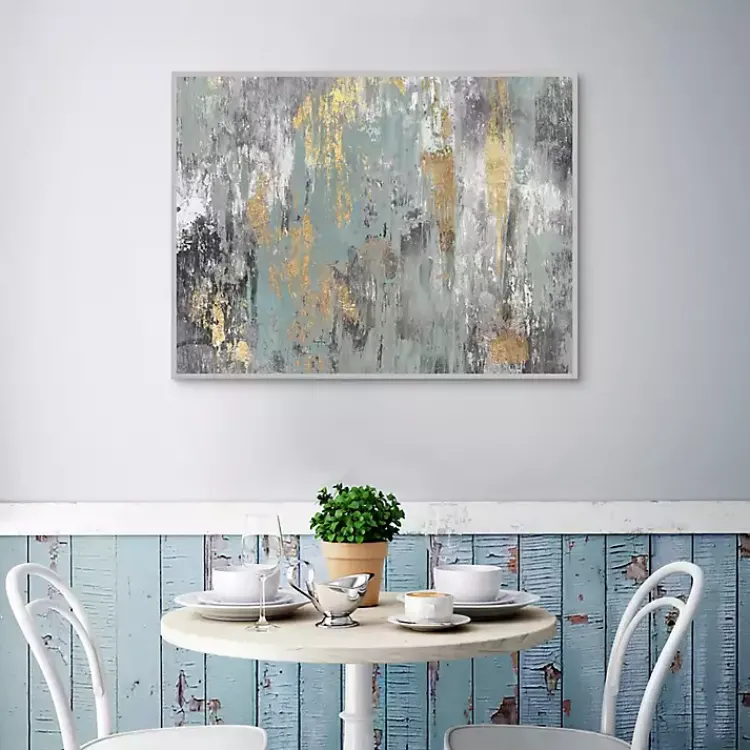 Canvas Art-Kirklands Home Blue and Gold Ikat Framed Canvas Art Print