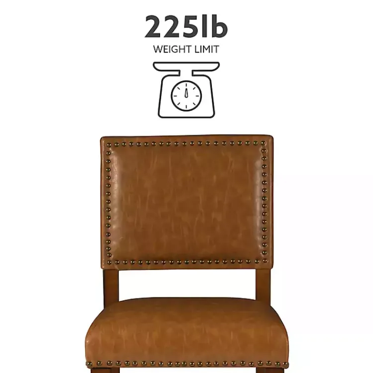 Bar Stools & Counter Height Stools-Kirklands Home Brown Faux Leather Square Classic Bar Stool Tan