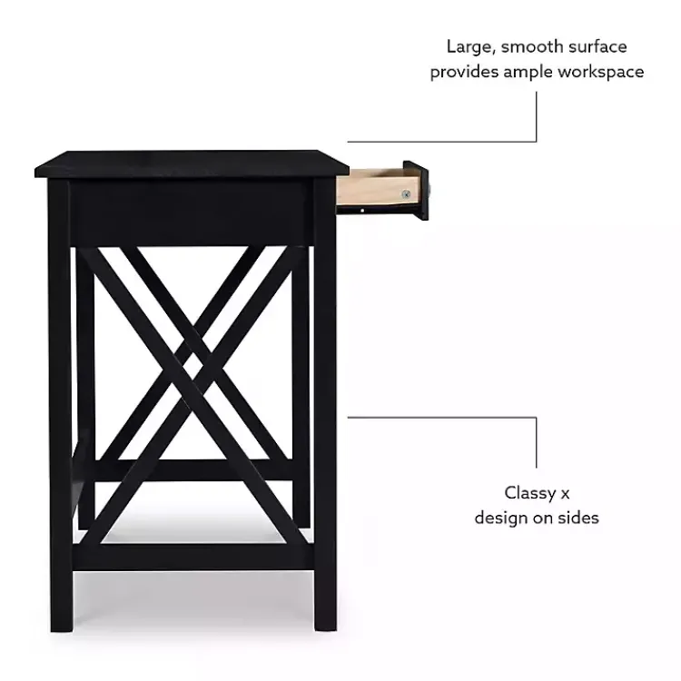 Office Furniture-Kirklands Home Wood X-Sides Desk Black