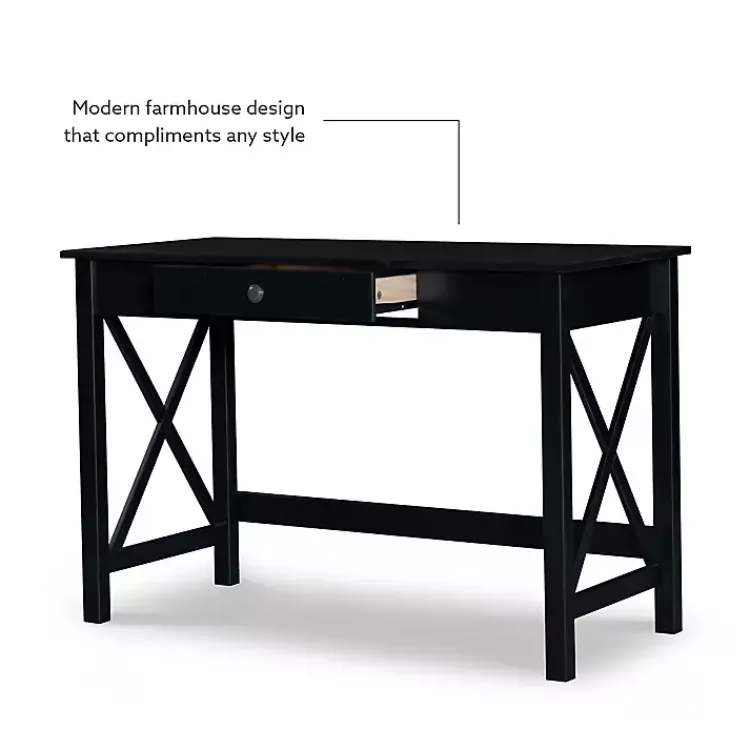 Office Furniture-Kirklands Home Wood X-Sides Desk Black