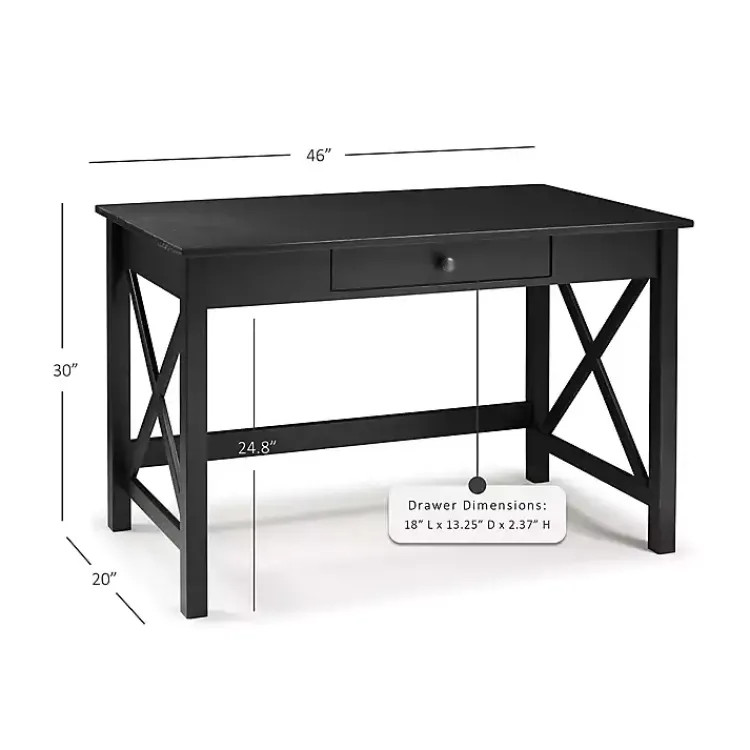 Office Furniture-Kirklands Home Wood X-Sides Desk Black