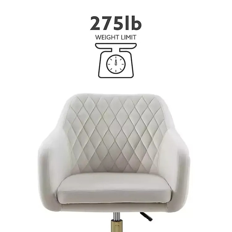 Office Furniture-Kirklands Home Cream Upholstered Tufted Swivel Office Chair Ivory
