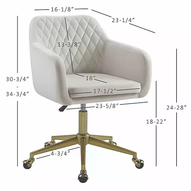 Office Furniture-Kirklands Home Cream Upholstered Tufted Swivel Office Chair Ivory