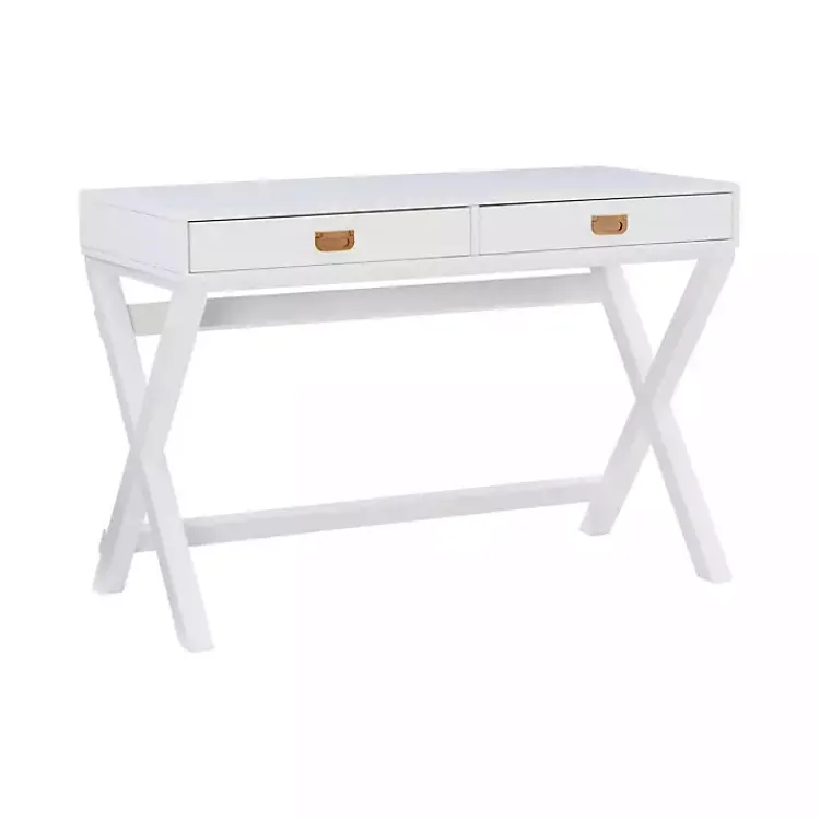 Office Furniture-Kirklands Home Wood 2-Drawer X-Frame Desk White