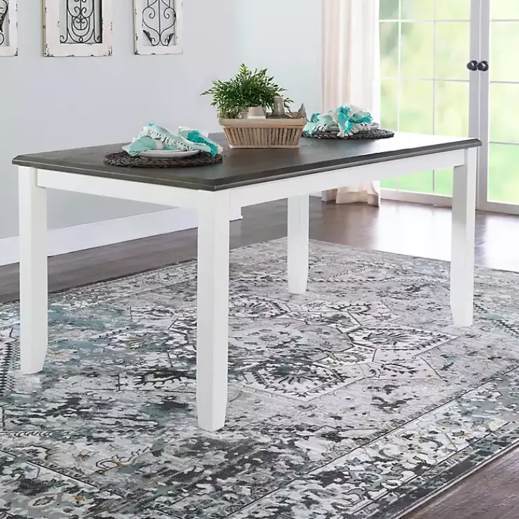 Dining Tables-Kirklands Home Gray and White Two-Toned Wood Dining Table