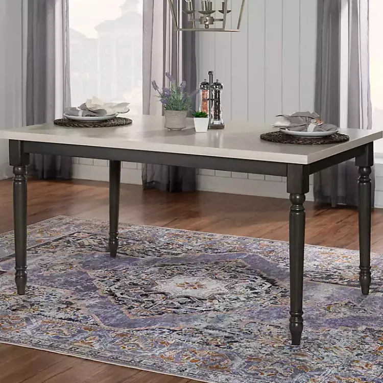 Dining Tables-Kirklands Home Dark Gray & White Traditional Dining Table