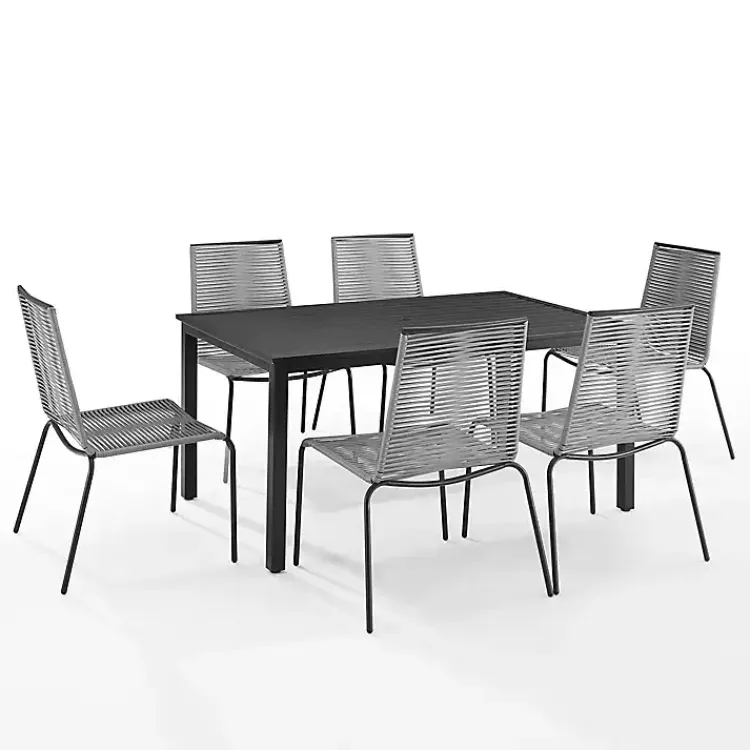 Outdoor Dining-Kirklands Home Black and Gray Rope 7-pc. Outdoor Dining Set