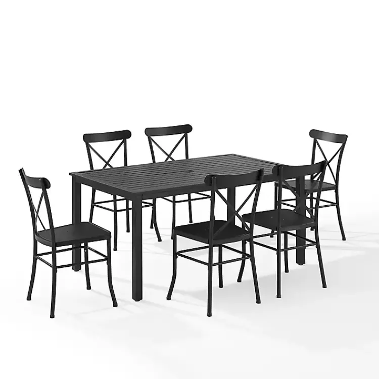 Outdoor Dining-Kirklands Home Steel Farmhouse 7-pc. Outdoor Dining Set Black
