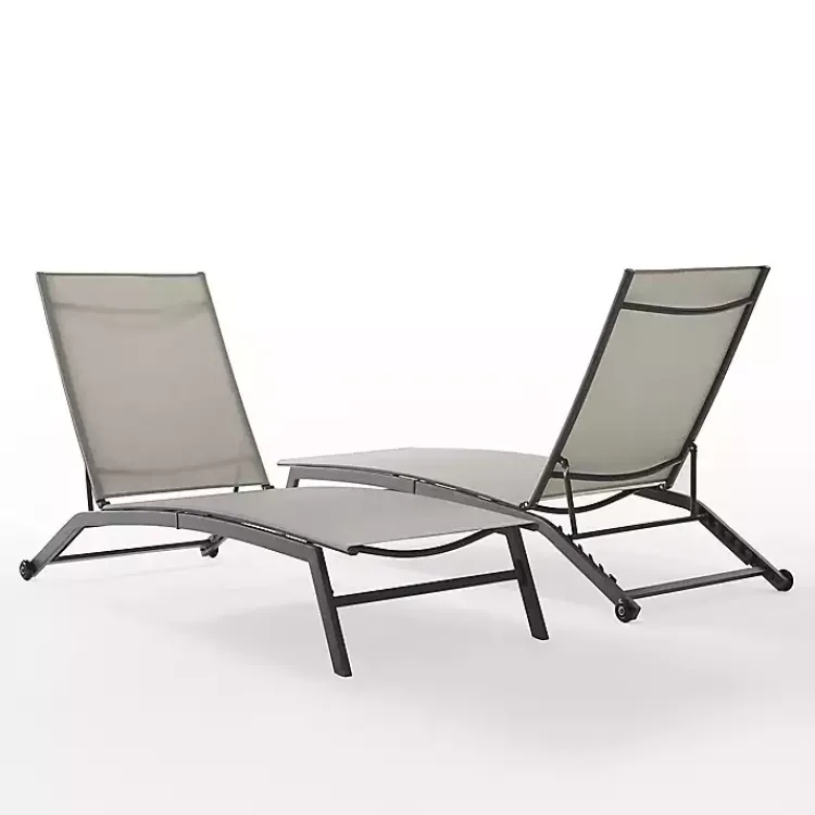 Outdoor Seating-Kirklands Home Gibson Gray Mesh Outdoor Loungers, Set of 2