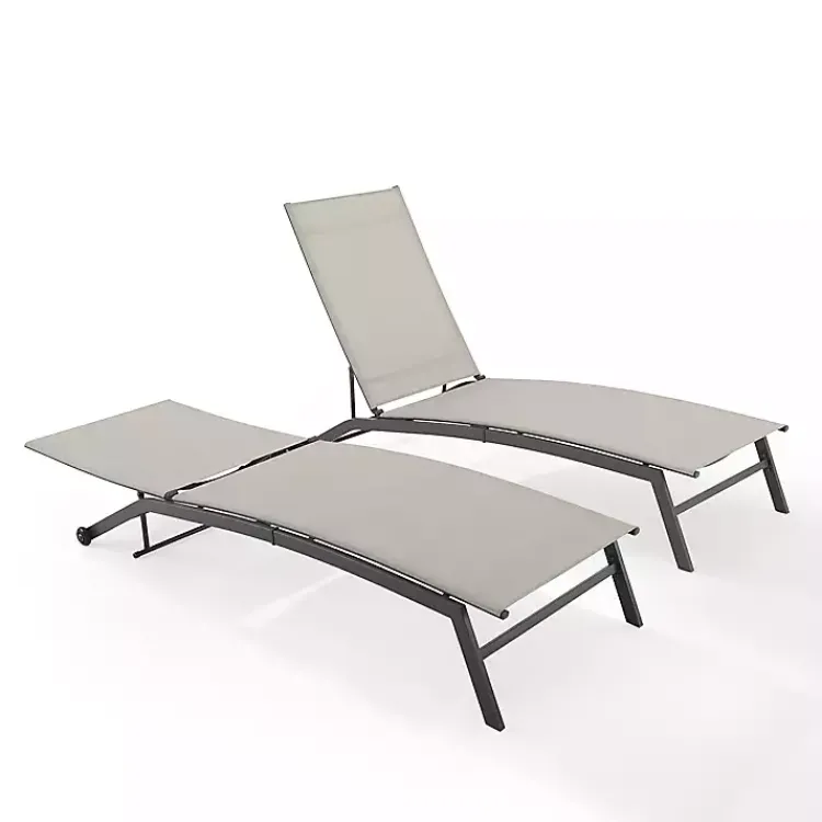Outdoor Seating-Kirklands Home Gibson Gray Mesh Outdoor Loungers, Set of 2