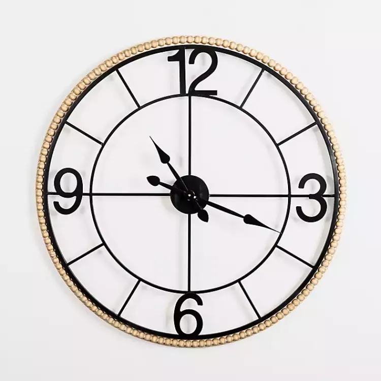 Clocks-Kirklands Home Beaded Wood and Metal Open Wall Clock