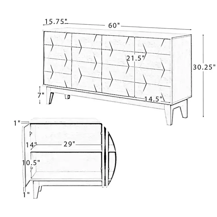Cabinets & Sideboards-Kirklands Home Wood Geometric 4-Door Cabinet White