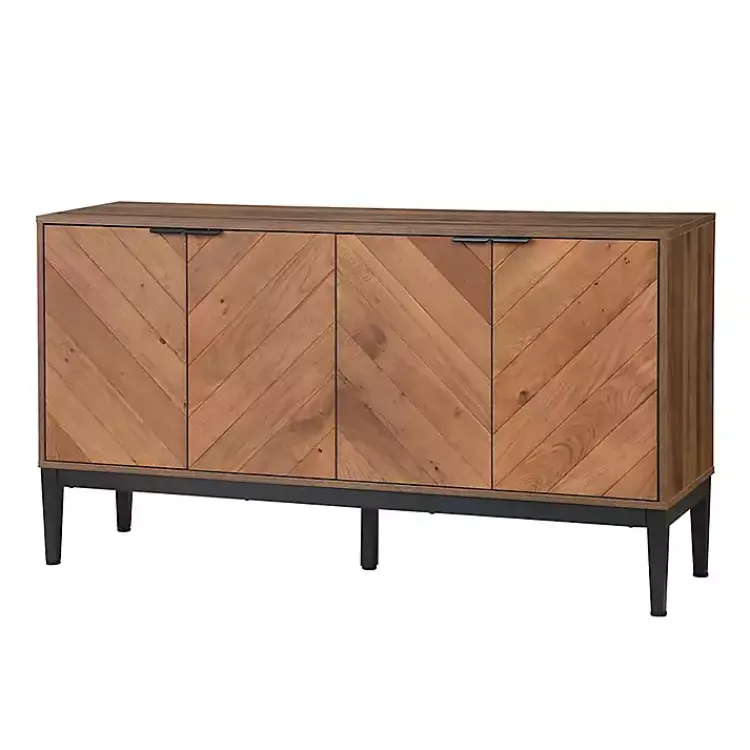Cabinets & Sideboards-Kirklands Home Wood Chevron 4-Door Sideboard Brown