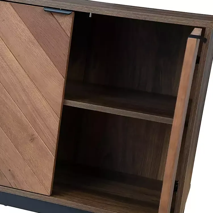 Cabinets & Sideboards-Kirklands Home Wood Chevron 4-Door Sideboard Brown