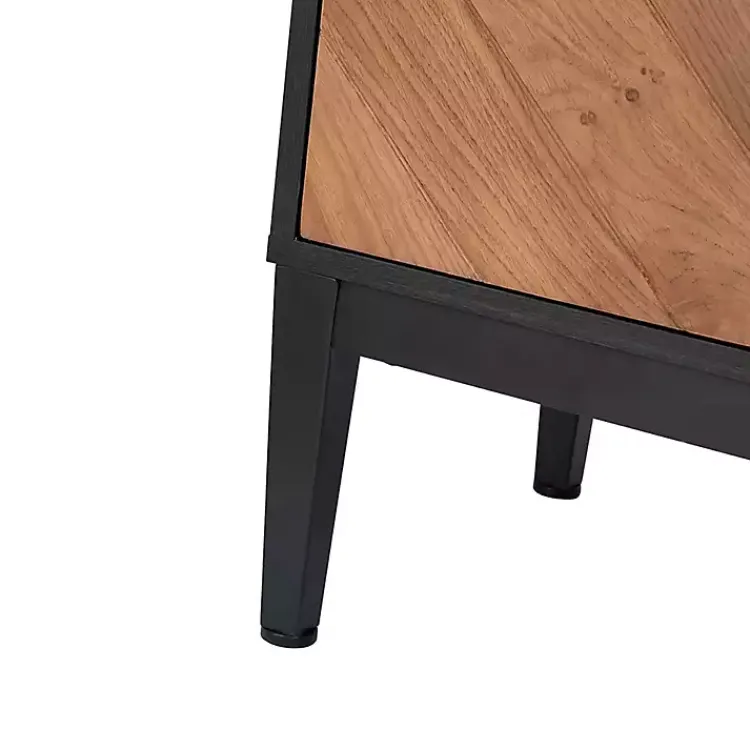 Cabinets & Sideboards-Kirklands Home Brown and Black Wood Chevron 4-Door Sideboard