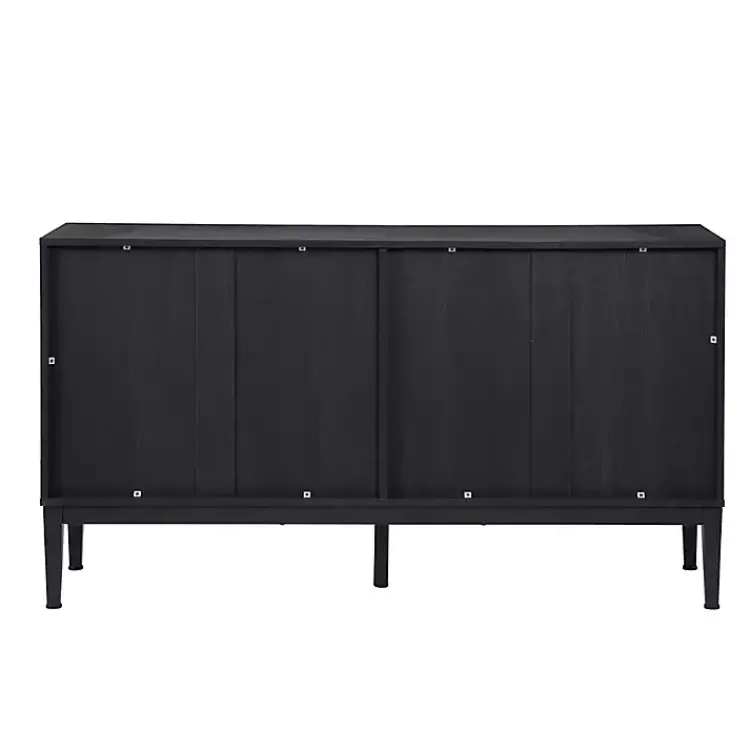 Cabinets & Sideboards-Kirklands Home Brown and Black Wood Chevron 4-Door Sideboard