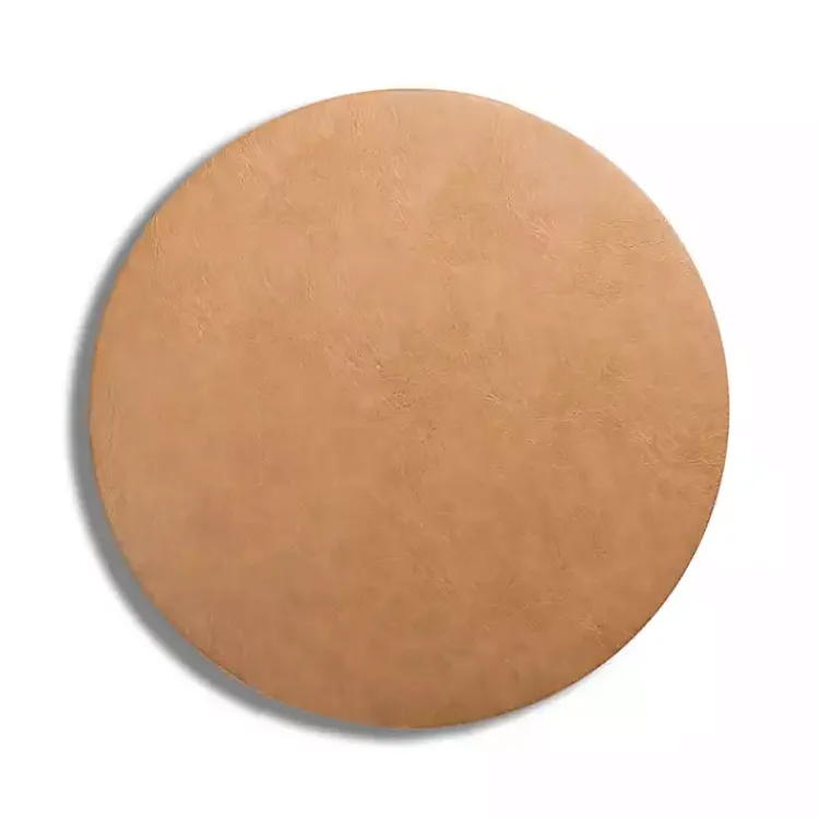 Table Linens-Kirklands Home Faux Leather Round Placemat Tan