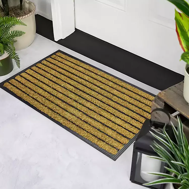 Doormats-Kirklands Home Natural Coir Striped Non-Skid Doormat
