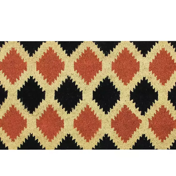 Doormats-Kirklands Home Orange and Black Western Diamond Doormat