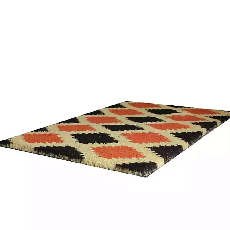 Doormats-Kirklands Home Orange and Black Western Diamond Doormat