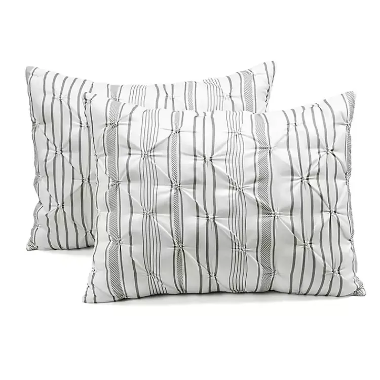 Comforters-Kirklands Home Gray Pintuck Stripe Full/Queen 5-pc. Comforter Set