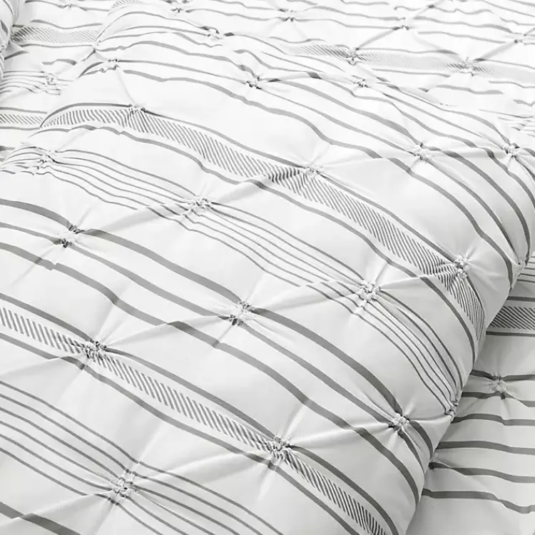 Comforters-Kirklands Home Gray Pintuck Stripe King 5-pc. Comforter Set