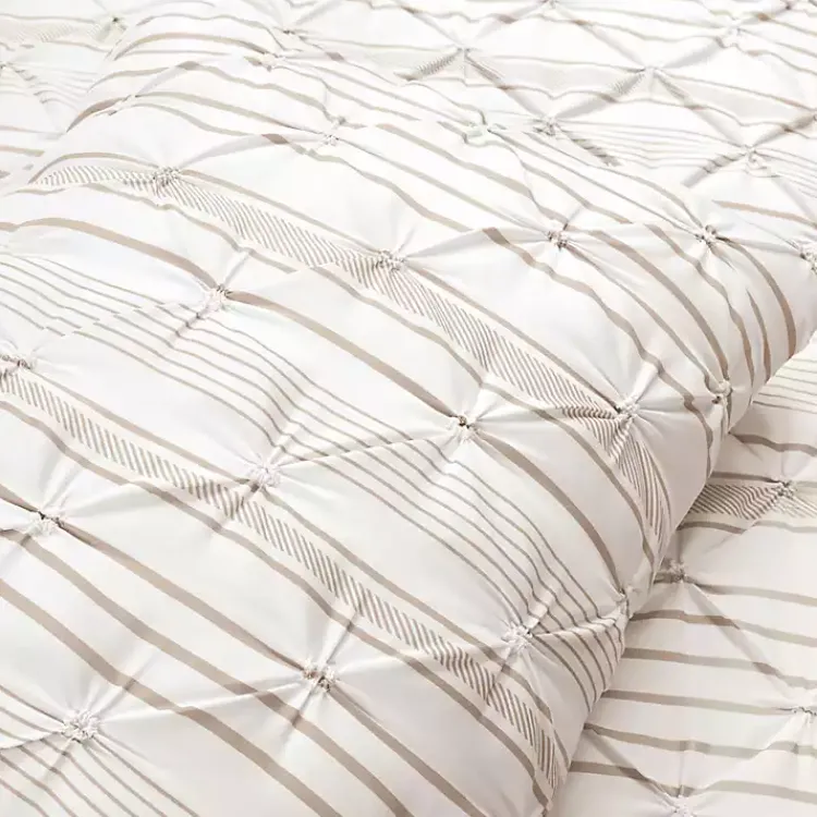 Comforters-Kirklands Home Tan Pintuck Stripe King 5-pc. Comforter Set