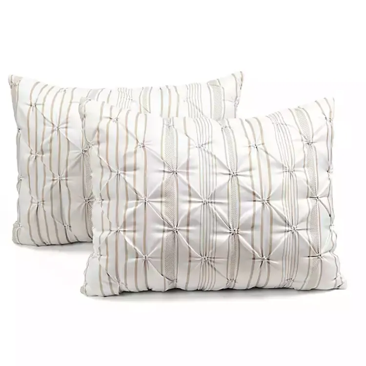 Comforters-Kirklands Home Tan Pintuck Stripe King 5-pc. Comforter Set