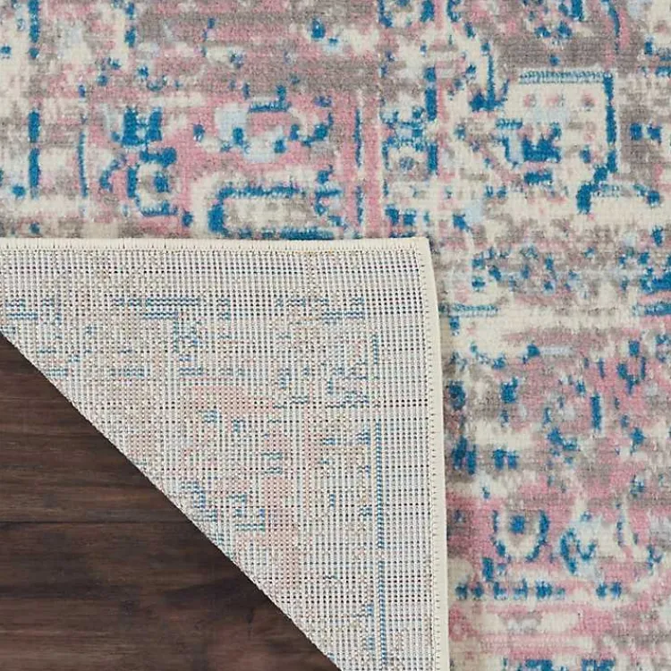 Area Rugs-Kirklands Home Ivory and Pink Central Medallion Area Rug, 7x9