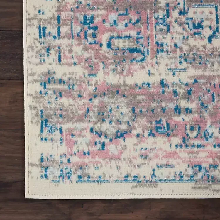 Area Rugs-Kirklands Home Ivory and Pink Central Medallion Area Rug, 7x9