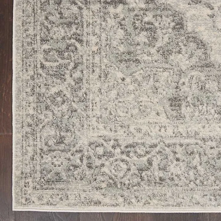 Area Rugs-Kirklands Home Ivory and Gray Oushak Medallion Area Rug, 8x10