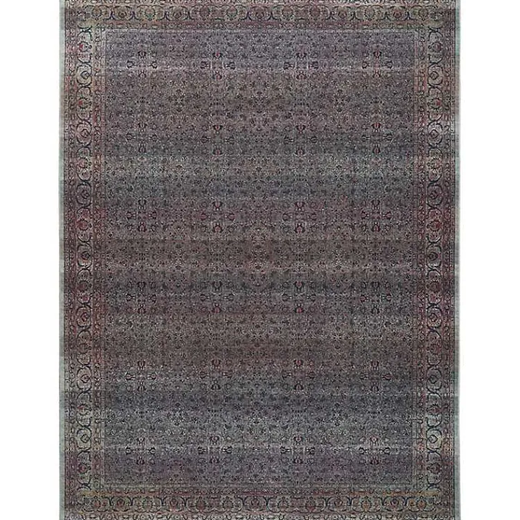 Area Rugs-Kirklands Home Dark Vintage Floral Washable Area Rug, 7x9 Gray