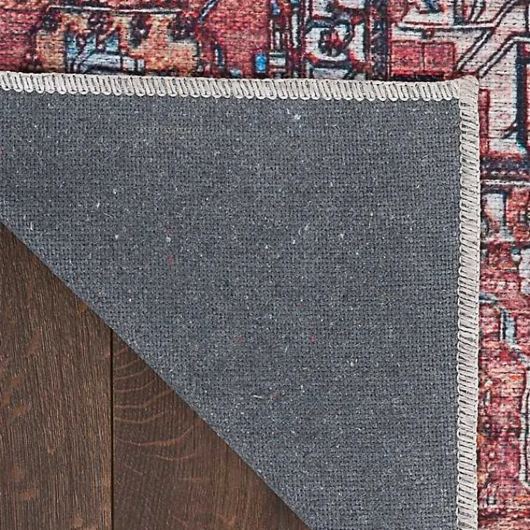 Area Rugs-Kirklands Home Brick Vintage Medallion Washable Area Rug, 5x7 Red