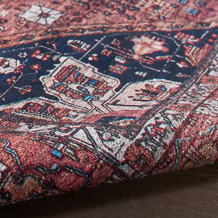 Area Rugs-Kirklands Home Brick Vintage Medallion Washable Area Rug, 5x7 Red