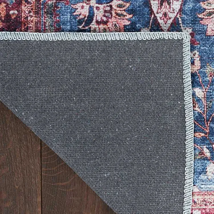 Area Rugs-Kirklands Home and Brick Floral Washable Area Rug, 5x7 Blue