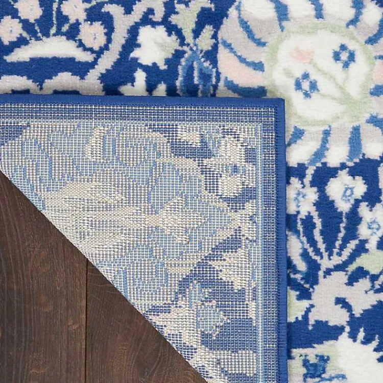 Area Rugs-Kirklands Home Royal Blue Floral Motif Area Rug, 5x7