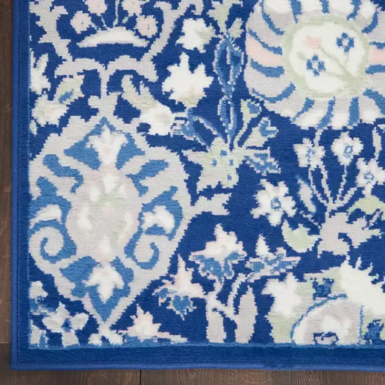 Area Rugs-Kirklands Home Royal Blue Floral Motif Area Rug, 5x7