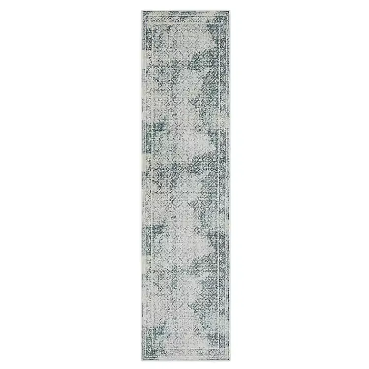 Area Rugs-Kirklands Home Blue and Cream Blackwell Runner, 2x8