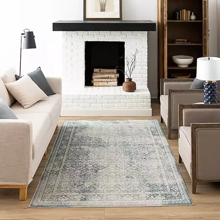 Area Rugs-Kirklands Home Blue and Cream Blackwell Area Rug, 6x9