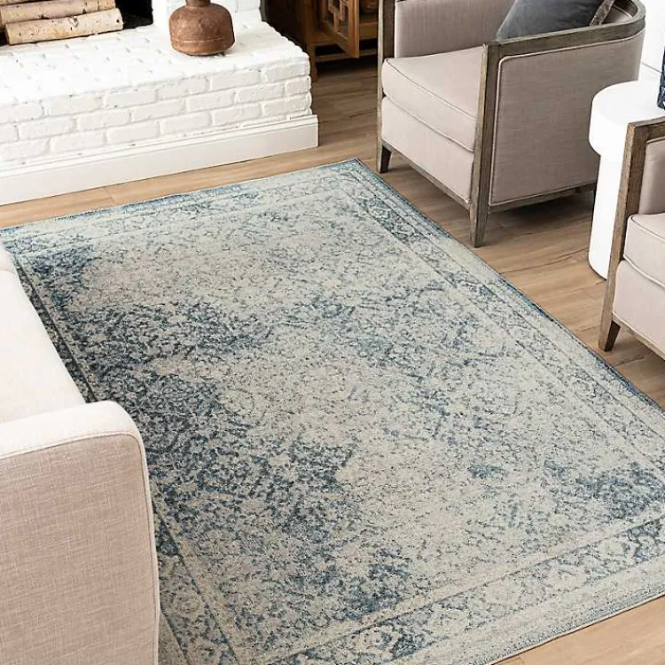 Area Rugs-Kirklands Home Blue and Cream Blackwell Area Rug, 6x9