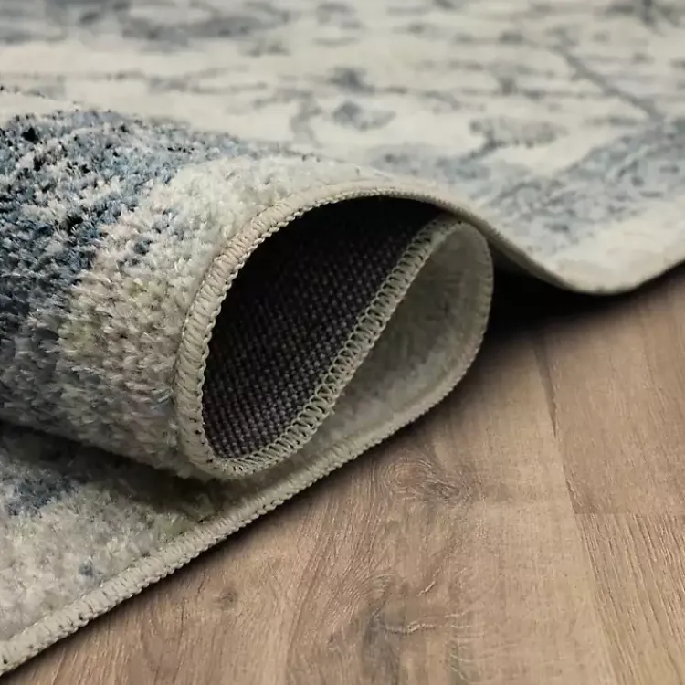 Area Rugs-Kirklands Home Blue and Cream Granary Runner, 2x10