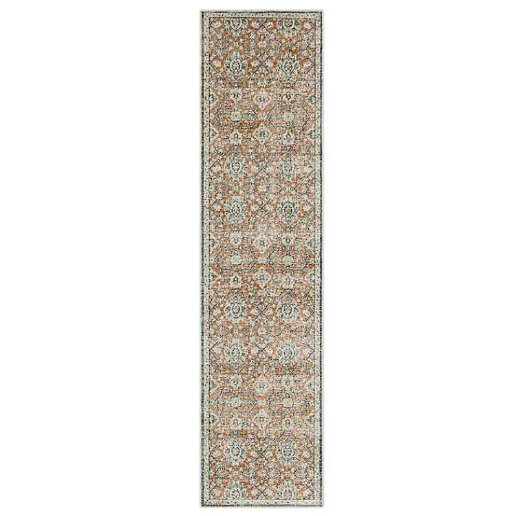 Area Rugs-Kirklands Home Granary Floral Runner, 2x8 Orange